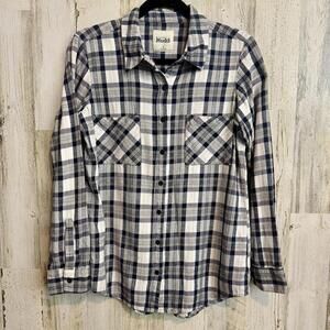 Mudd Women's Medium Long Sleeve Plaid Button-Up Shirt Pockets Casual Fall